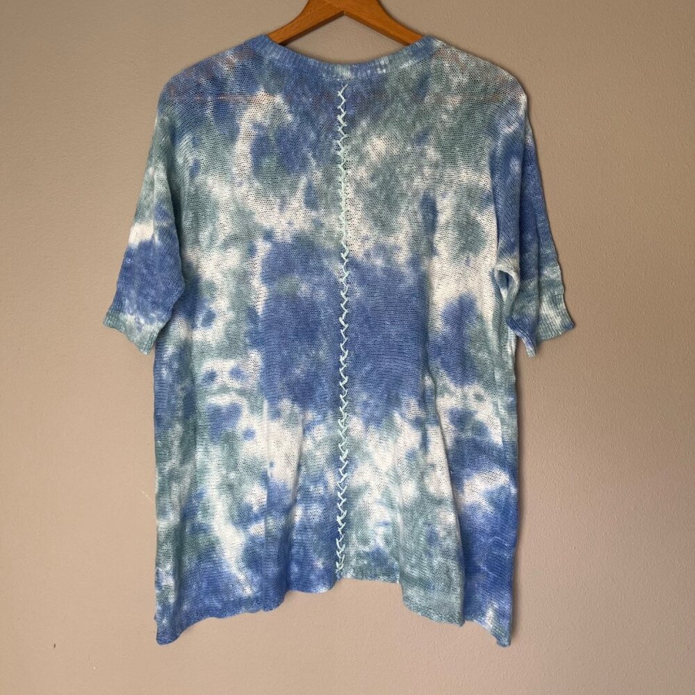 Sundance Tie Dye Artsy Short Sleeve‎ Shirt Size Small Embroidered Oversized Boxy - Picture 2 of 4